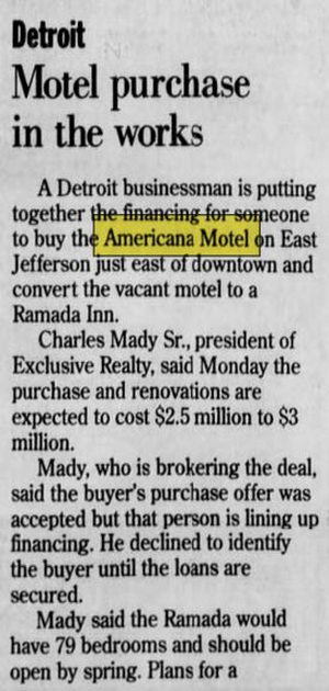 MNM Motel (American Motel, Americana Motel) - Aug 26 1997 Article On Ramada Idea (newer photo)